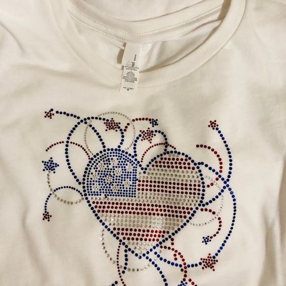 Bling Rhinestone T-shirt - Heart USA - Picture 3 of 3